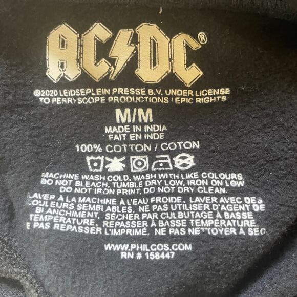 AC/DC Two Tone Hooded Sweatshirt W/Picture of Angus Playing Song Stiff Upper Lip - Picture 6 of 8